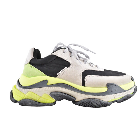 Balenciaga Triple S Mens V2 Black Grey Jaune Nylon Speed Trainer Sneaker 42 US 9 - Picture 1 of 9